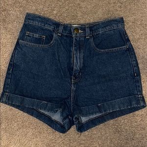 High waisted American Apparel jean shorts